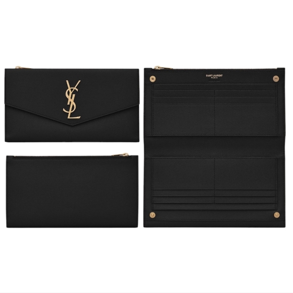 Rare & Authentic YSL Saint Laurent LARGE Uptown Glossy Leather Large Wallet - Picture 3 of 16